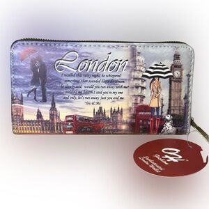 London Themed Clutch Wallet Wristlet